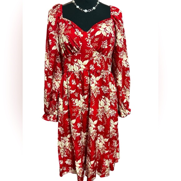 Floral Red Dress, SHEIN Curve, size 0XL, NWOT - Picture 1 of 4